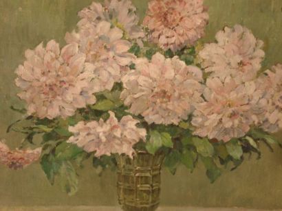 null Ecole moderne (BARBEY) Bouquet de fleurs. Huile sur toile, SBD. 46 x 56 cm Cadre...