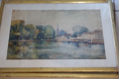 null LE MENAGER "Conches" Paire d'aquarelles. L'une signée, datée 1909, localisée....
