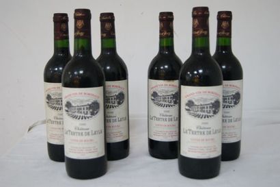 null 6 bouteilles de Bordeaux, Côtes de Bourg, Château Le Tertre de Leyle, 2000....