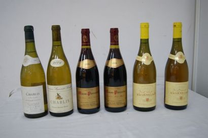 null Lot de 6 bouteilles de Bourgogne : 2 de Mâcon Rouge Pierreclos 1996, 2 de Mâcon...