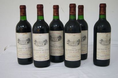 null Lot de 6 bouteilles de Côtes de Bourg, Château Le Tertre de Leyle, 5 de 1990,...