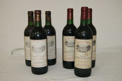 null Lot de 6 bouteilles de Côtes de Bourg, Château Le Tertre de Leyle : 3 de 1988...