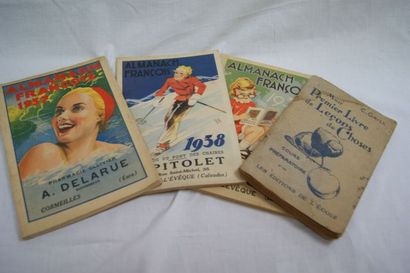 null Lot comprenant 3 almanachs (1937, 1938, 1939) et "Mon premier livre de leçons...