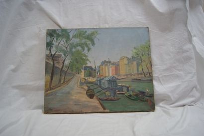 null Attribué à MULLER "Quais de Seine" Huile sur toile. 33 x 42 cm