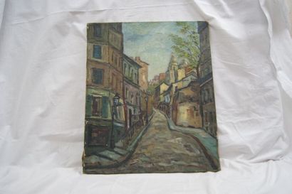 null Attribué à MULLER "Vue de Montmartre" Huile sur toile. 45 x 38 cm
