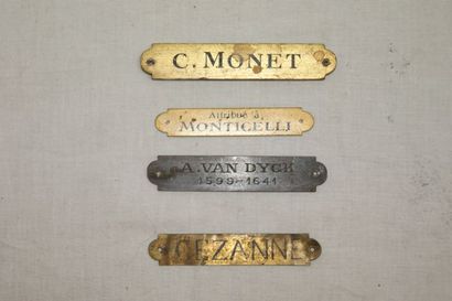 null Lot de 3 cartels en métal (Attribué à Monticelli, Cézanne, A. Van Dyck) et 1...