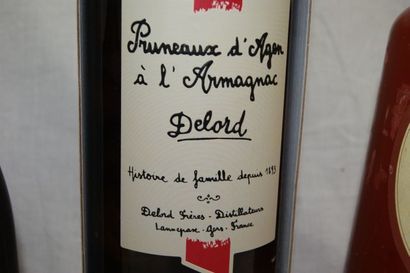 null Lot d'alcools : prunes à l'armagnac, framboise sauvage, eau de vie de prune,...