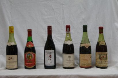 null Lot de 6 bouteilles : Mercurey 1964 (niveau très bas), Bourgogne rosé de Marsannay...