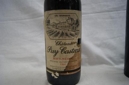 null Lot de 3 bouteilles : Haut Médoc Château Puy Castera 1981 (B, capsule abîmée,...