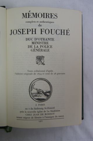 null FOUCHER "Mémoires" Jean de Bonnot, 1967.