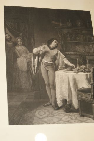 null Ecole française du XIXe siècle "Le Page gourmand" Gravure en noir. (45 x 34...