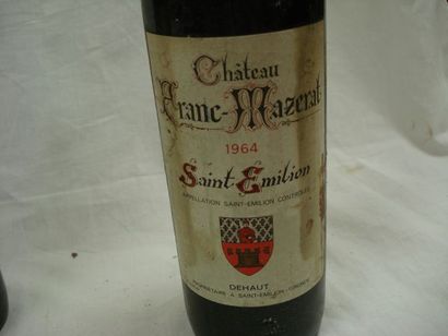 null 3 bouteilles de Château Franc Mazerat, Saint Emilion, 1964. (très bas)