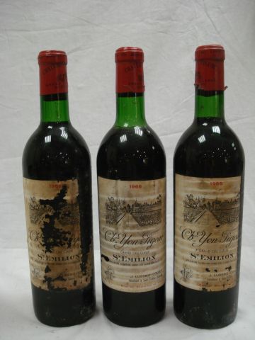 null 3 bouteilles de Château Yon Figeac, Grand Cru classé Saint Emilion, 1966. (...