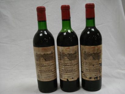 null 3 bouteilles de Château Yon Figeac, Grand Cru classé Saint Emilion, 1966. (...
