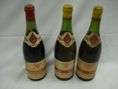 null Lot de 3 bouteilles de ChateauNeuf du pape : 1 rouge domaine des Olivets, 1959...