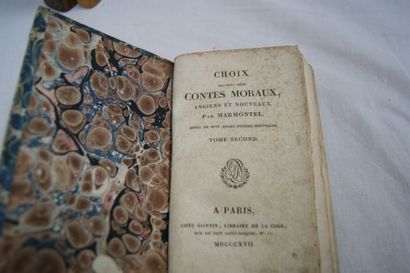 null Lot de 3 livres XIXe : Marmontel "Choix des plus jolis contes moraux anciens...