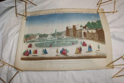 null Ecole française du XVIIIe siècle, Série de 4 vues d'optique en couleurs. 28...