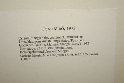 null D'après Juan Miro "Composition abstraite" Lithographie en couleurs. 23 x 30...