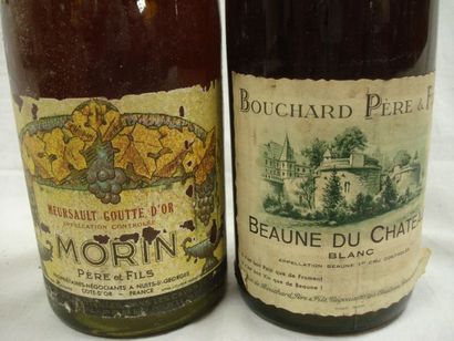 null Lot de 2 bouteilles : 1 de Mersault, Goutte d'Or, Domain Morin, 1947 (très bas,ea)...