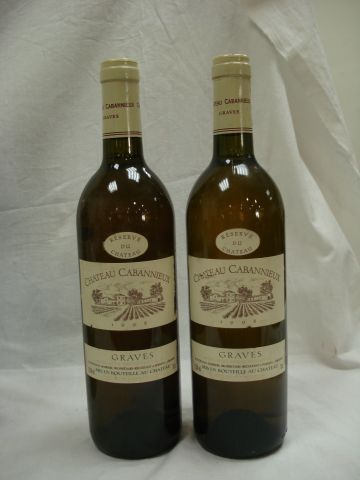 null Lot de 6 bouteilles de Château Cabannieux (Graves Blanc) 4 de 2000 et 2 de ...