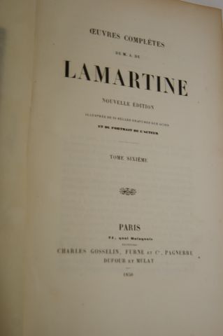 null LAMARTINE "Oeuvres" tomes 1 à 6. Paris, Gosselin, Furne et Pagnerre, 1850.