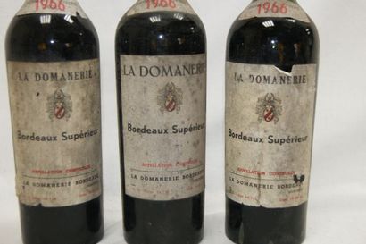 null 3 bouteilles de Bordeaux Chateau la Domanerie ,1966. Lb, b et esa