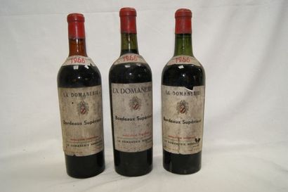 null 3 bouteilles de Bordeaux Chateau la Domanerie ,1966. Lb, b et esa