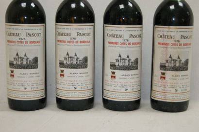 null 4 bouteilles de Bordeaux Chateau Pascot , 1978. Lb et ea