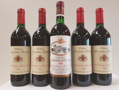 null Lot de 5 bouteilles : 1 bouteille de Château Chasse Spleen, Moulis en Médoc,...