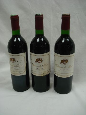 null 3 bouteilles de Graves Chateau Du Mont, 1993. Esa, Lb et accident à une capsule...
