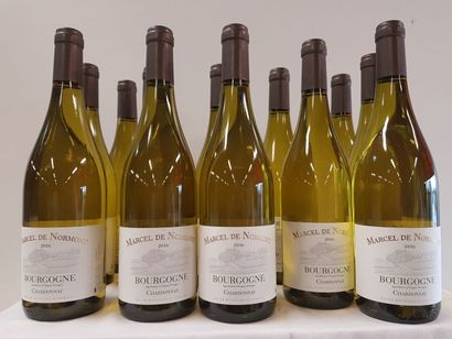 null 12	 bouteilles de Bourgogne Blanc, Chardonnay, Marcel de Normont, 2016