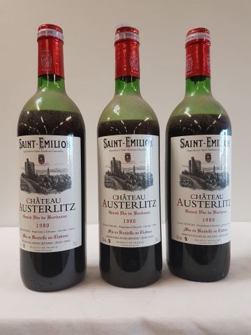 null 3 bouteilles de Château d'Austerlitz, St Emilion, 1980 (BE, en l'état)