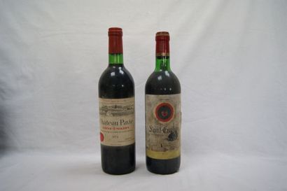 null Lot de 2 bouteilles de Saint Emilion : 1 Château Pavie, 1974 (TLB) et une coopérative,...