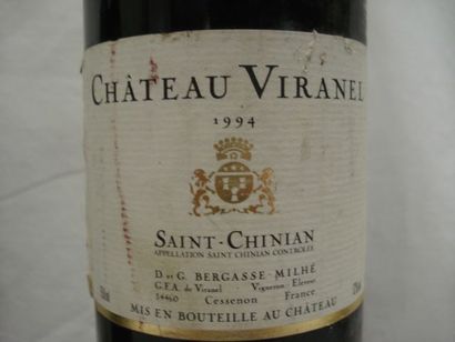 null Lot de 2 bouteilles de vin rouge : 1 de Saint-Chinian, Château Viranel, 1994...