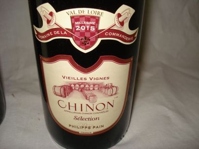 null Lot de 2 bouteilles : 1 de Chinon 2015 et 1 de Bordeaux Blanc, Château Genins...