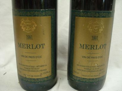 null Deux bouteilles de Merlot, Hameau de Pizay, 1991 .Lb