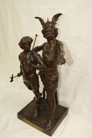 null Émile LAPORTE (1858-1907) "Pro Patria" (Vercingétorix et jeune gaulois). bronze...