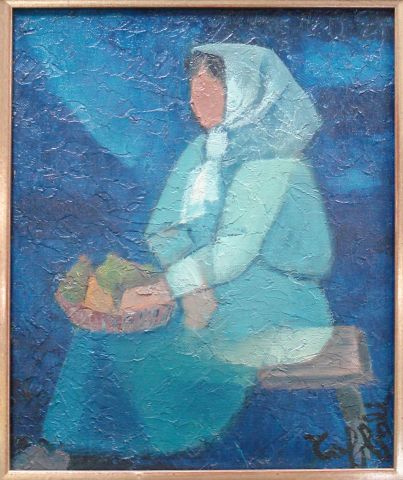 null Louis TOFFOLI (1907-1999) "Jeune femme assise". Huile sur toile, SBD. 26 x 21...