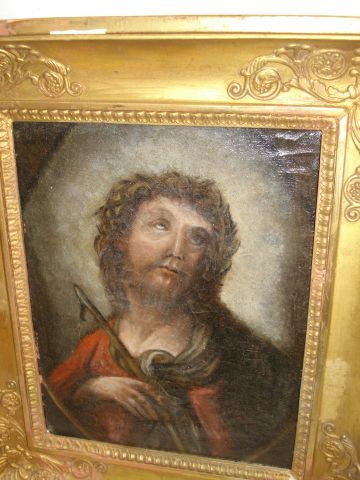 null Paire d'huiles sur toile, figurant des saints. XVIIe siècle. 23 x 17 cm Cadres...