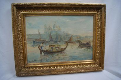 null FRANCINI "Vue de Venise" , huile sur toile , signé en bas à gauche.38X55 cm....