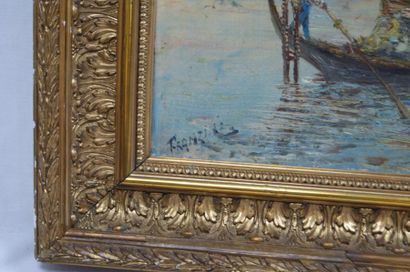 null FRANCINI "Vue de Venise" , huile sur toile , signé en bas à gauche.38X55 cm....