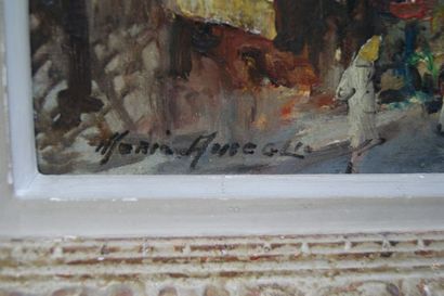 null Marie-Anne GALLA "Place du Tertre" Huile sur carton, SBG. 22 x 27 cm Cadre en...