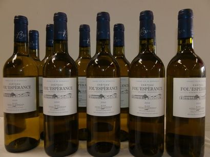null 12 bouteilles de Château Fol'Espérance, Grande Réserve, Blaye Côts de Bordeaux...