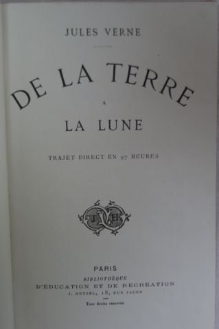 null Jules VERNE "De la Terre à la Lune" Paris, Hetzel.