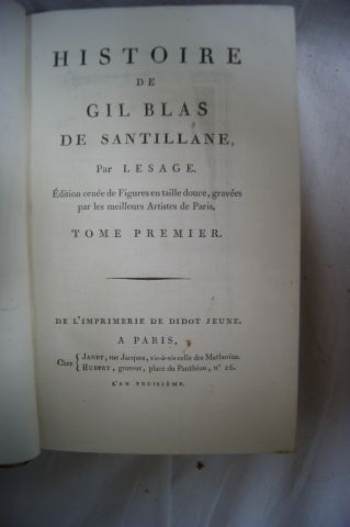 null LESAGE "Histoire de Gil Blas" Paris, Didot Jeune. 4 tomes. (reliures abîmée...
