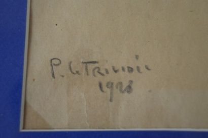 null P. LE TRIVIOLI "Jolie bergère de Rouen" Fusain. Signé, titré et daté 1928. 33...