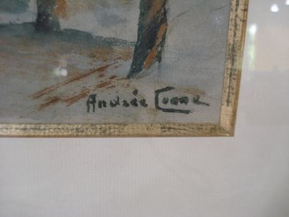 null Andrée FRANCE "Paysage automnal" Aquarelle. 31 x 23 cm Encadrée sous verre.