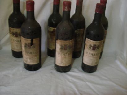 null 7 bouteilles de Saint Emilion, Margerand et Blonde. Circa 1950 (?). (esa, niveaux...