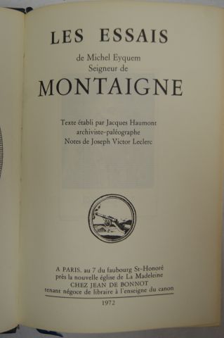 null MONTAIGNE "Essais", 4 volumes, Jean de Bonnot, 1972.
