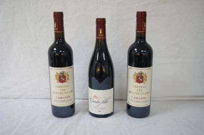 null Lot de 3 bouteilles de Côtes du Rhône, Château les Quatre filles, une de 20...